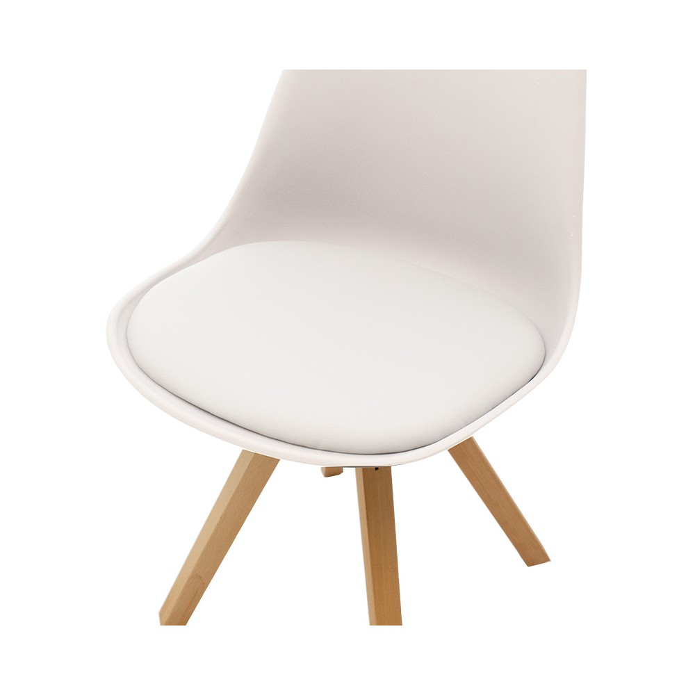 Chaise Caron PP blanc pied Bois naturel