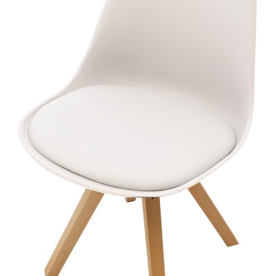 Chaise Caron PP blanc pied Bois naturel