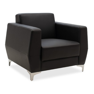 Fauteuil Dermis simili cuir noir 88x75x75cm