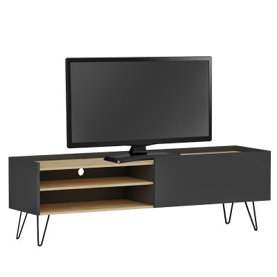 Meuble TV Veronica en gris foncé-naturel 120x33x49,5 cm