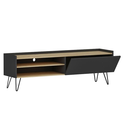 Meuble TV Veronica en gris foncé-naturel 120x33x49,5 cm