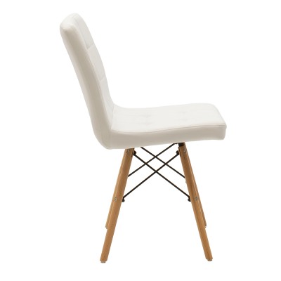 Chaise MIKA II simili cuir blanc-pied chêne