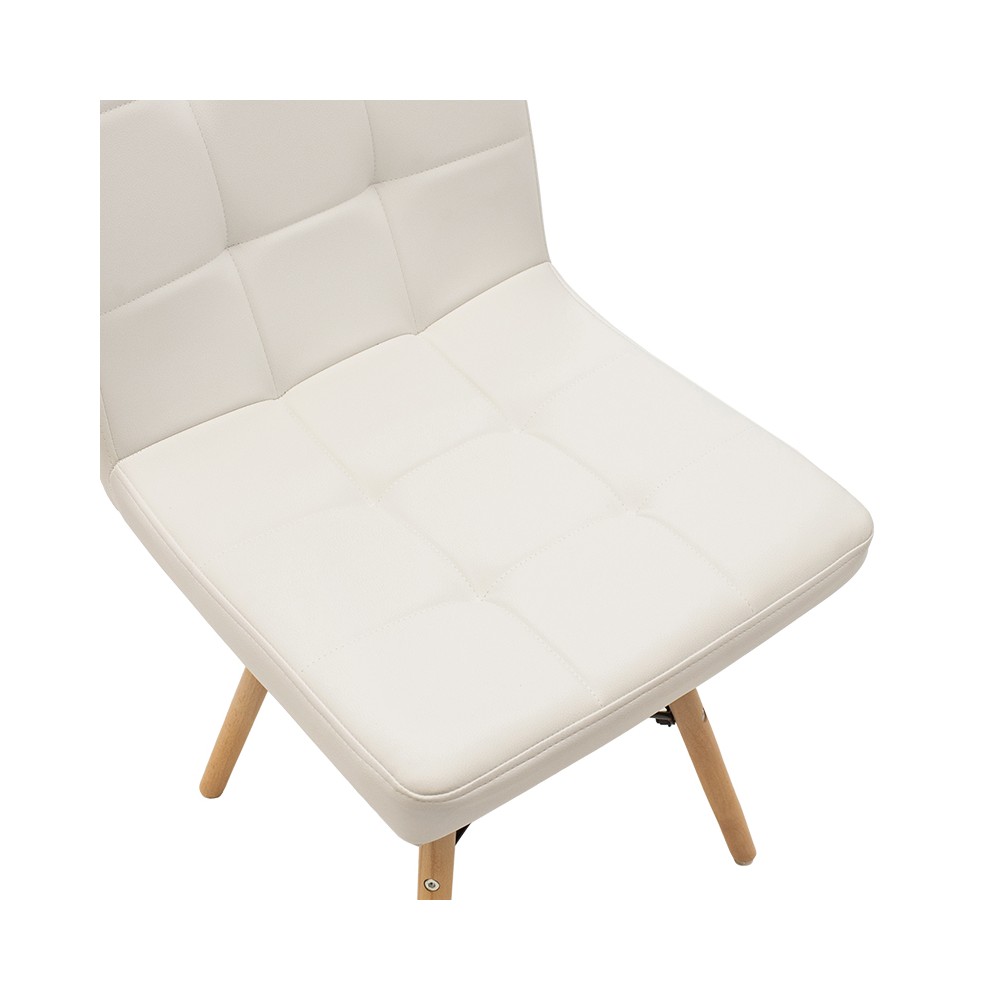 Chaise MIKA II simili cuir blanc-pied chêne