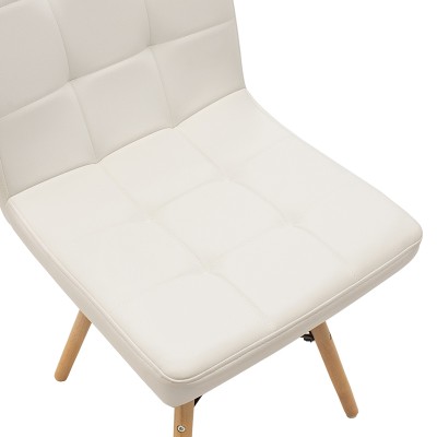 Chaise MIKA II simili cuir blanc-pied chêne