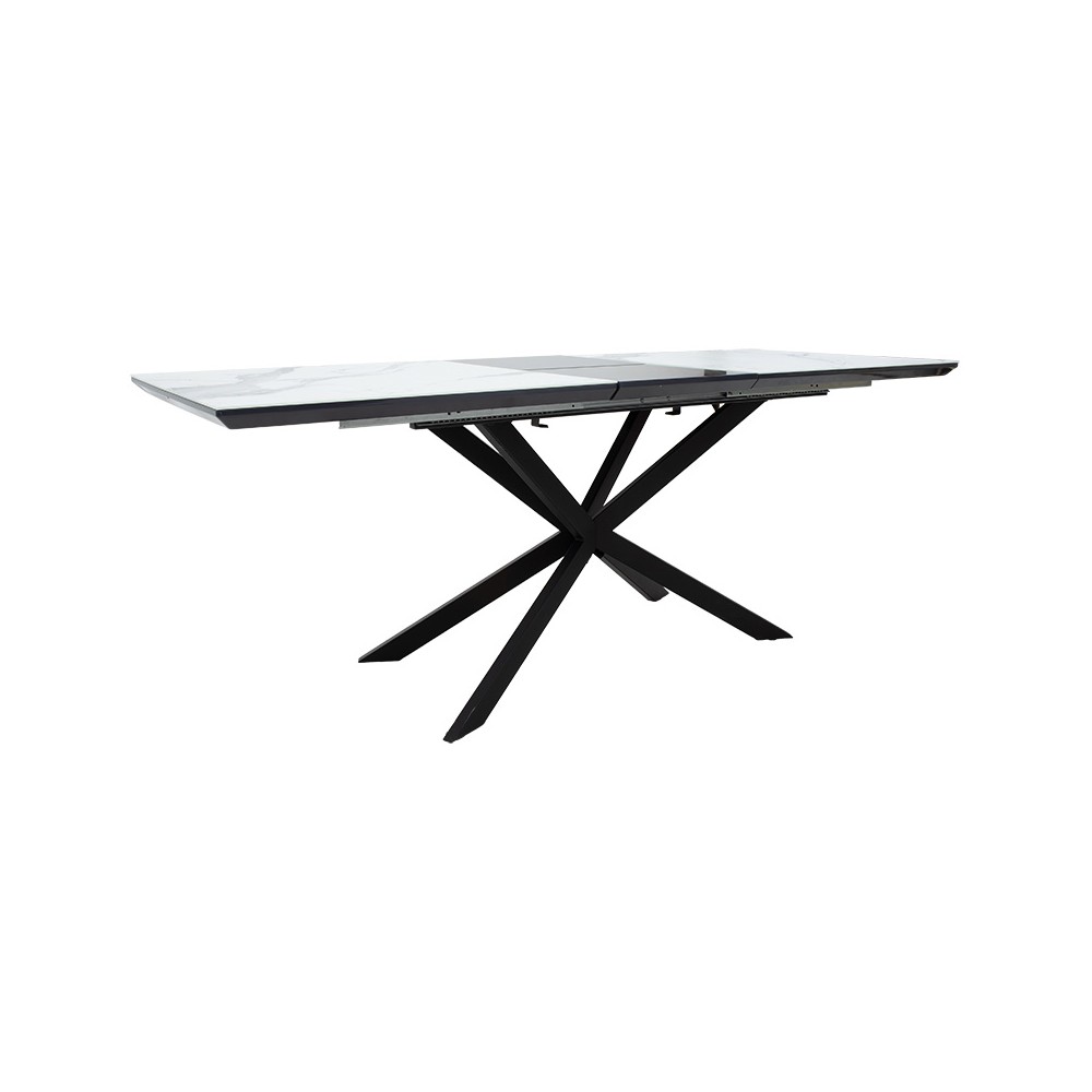 Table à manger extensible Palan MDF marbre gris-noir160-200x80x77 cm Table à manger extensible Palan MDF marbre gris-noir160-200x80x77 cm