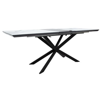 Table à manger extensible Palan MDF marbre gris-noir160-200x80x77 cm