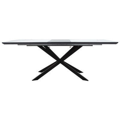 Table à manger extensible Palan MDF marbre gris-noir160-200x80x77 cm