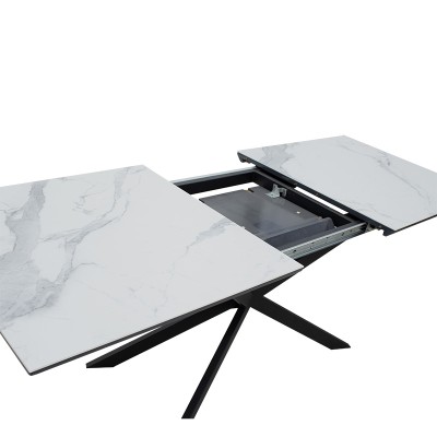 Table à manger extensible Palan MDF marbre gris-noir160-200x80x77 cm
