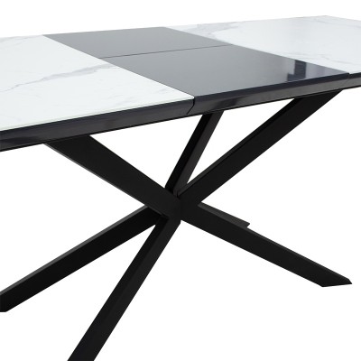 Table à manger extensible Palan MDF marbre gris-noir160-200x80x77 cm
