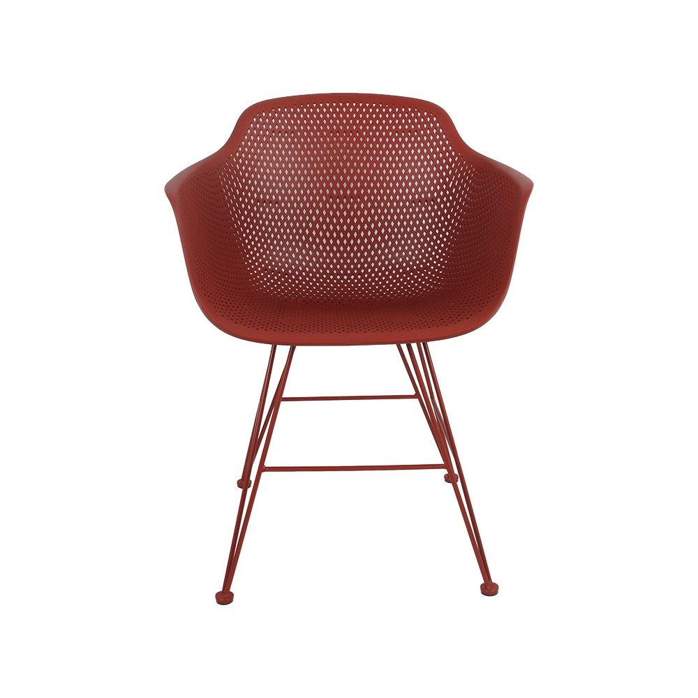 Fauteuil Beck PP-métal couleur bordeaux