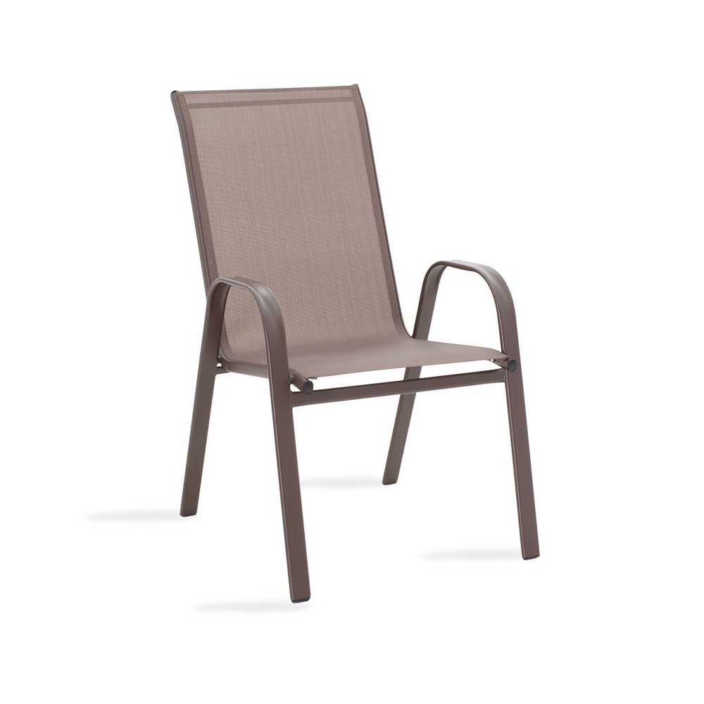 Chaise de jardin Calan métal marron foncé-textilène marron