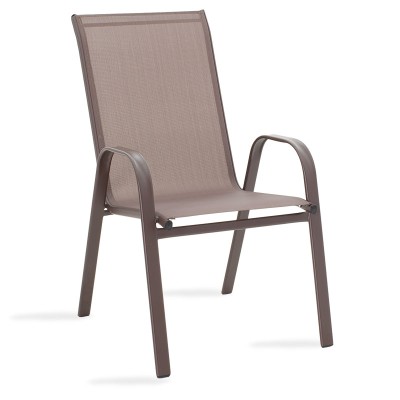 Chaise de jardin Calan métal marron foncé-textilène marron