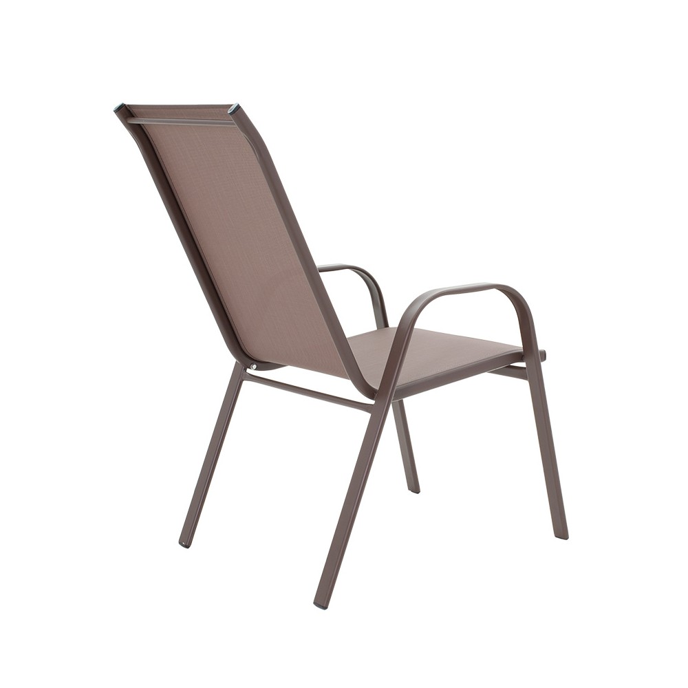 Chaise de jardin Calan métal marron foncé-textilène marron