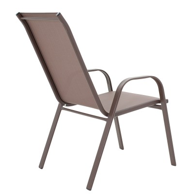 Chaise de jardin Calan métal marron foncé-textilène marron