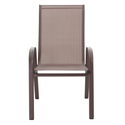 Chaise de jardin Calan métal marron foncé-textilène marron