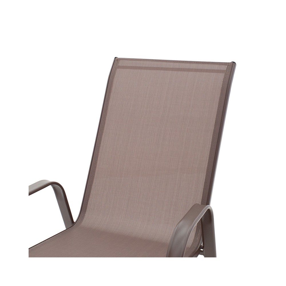 Chaise de jardin Calan métal marron foncé-textilène marron