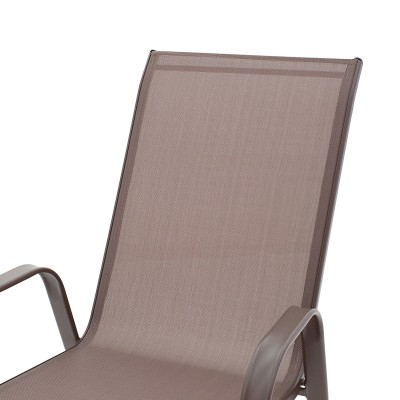 Chaise de jardin Calan métal marron foncé-textilène marron