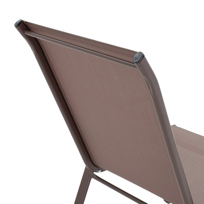 Chaise de jardin Calan métal marron foncé-textilène marron