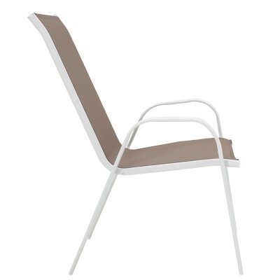 Chaise  de jardin Calan métal blanc textilène marron