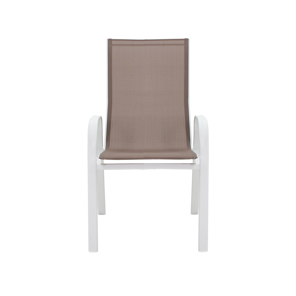 Chaise  de jardin Calan métal blanc textilène marron