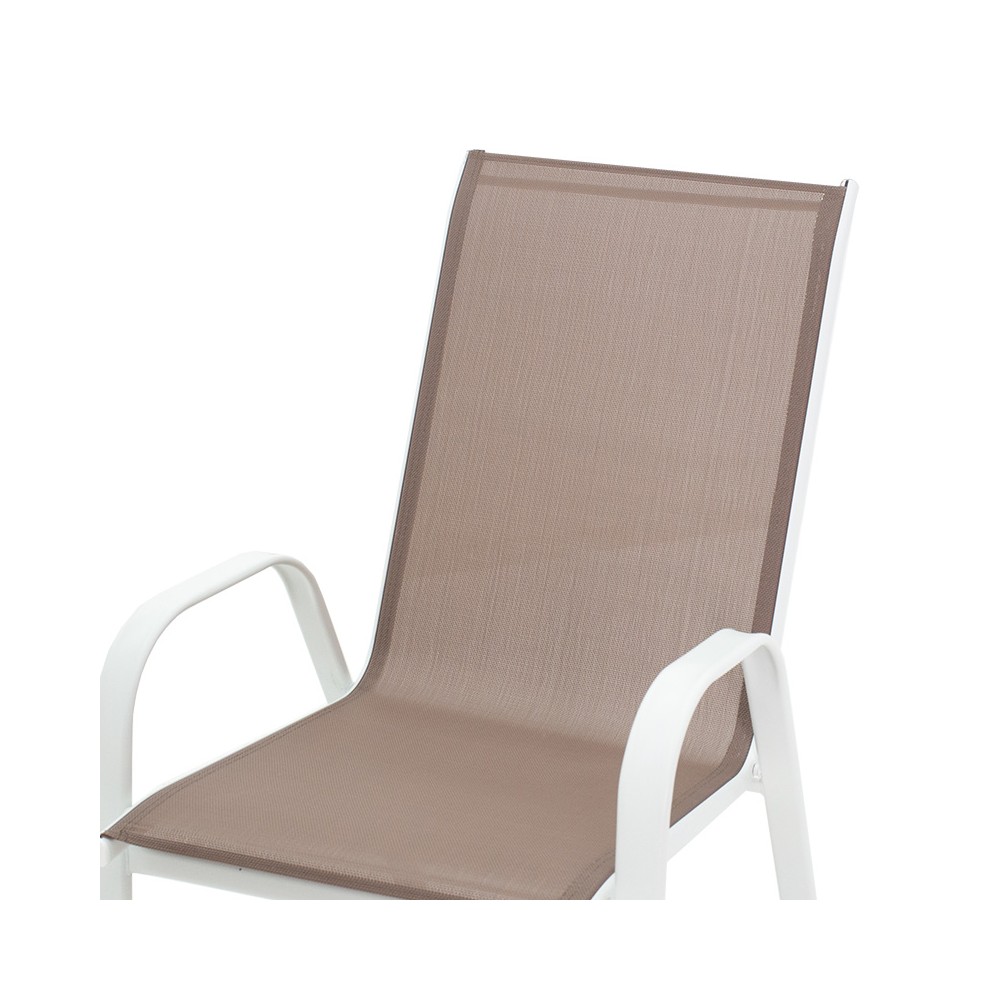 Chaise  de jardin Calan métal blanc textilène marron