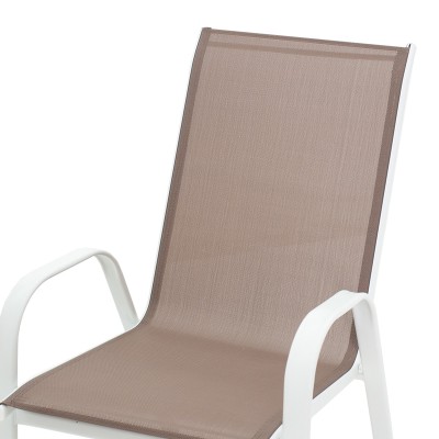 Chaise  de jardin Calan métal blanc textilène marron