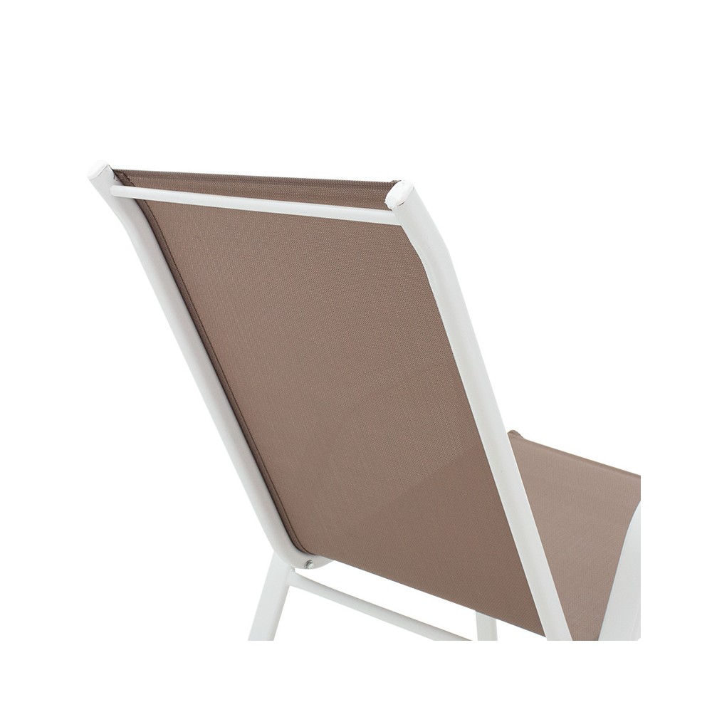 Chaise  de jardin Calan métal blanc textilène marron