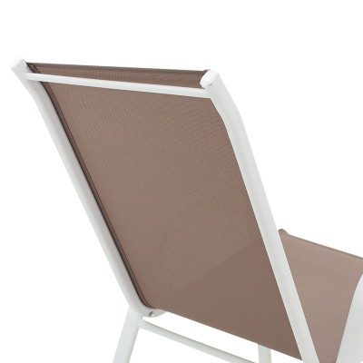 Chaise  de jardin Calan métal blanc textilène marron