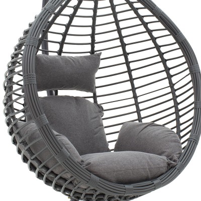 Fauteuil suspendu Balancelle de jardin CARLA métal coussin gris