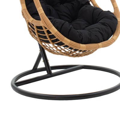 Fauteuil suspendu Balancelle de jardin Lacie Rotin métal  coussin noir