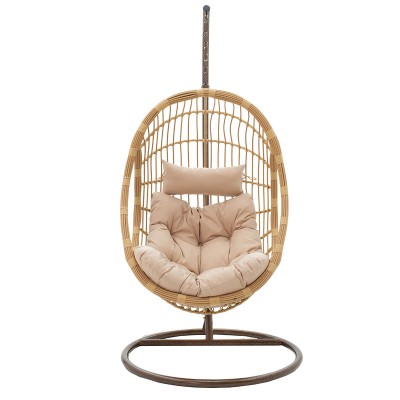 Fauteuil suspendu Balancelle de jardin Lucie  métal marron coussin beige