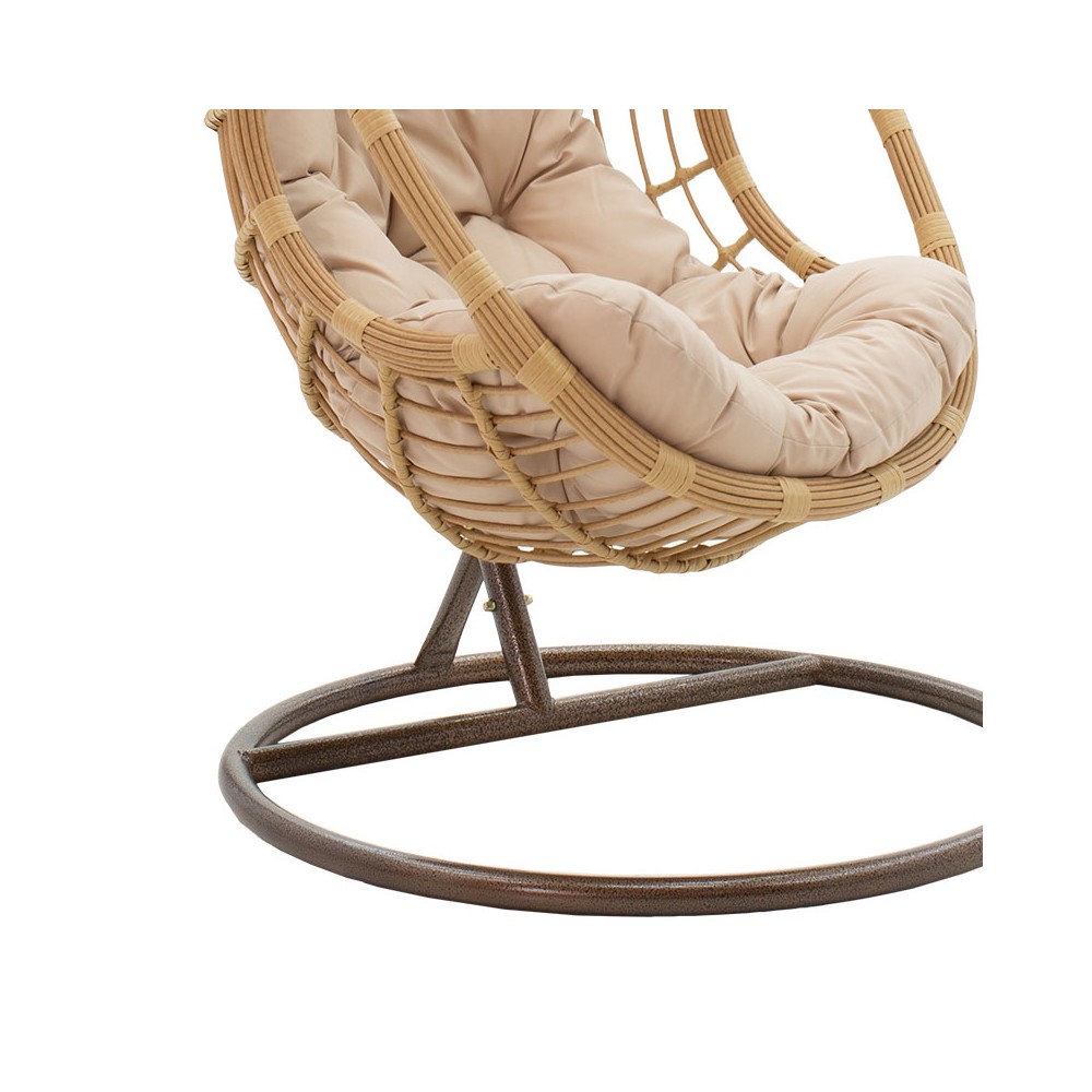 Fauteuil suspendu Balancelle de jardin Lucie  métal marron coussin beige