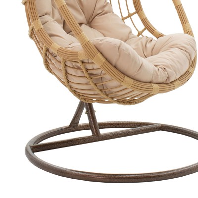 Fauteuil suspendu Balancelle de jardin Lucie  métal marron coussin beige