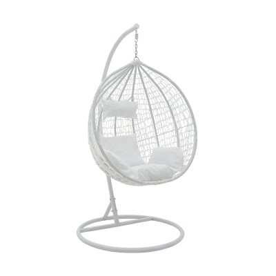 Fauteuil suspendu balancelle de jardin  métal coussin blanc 106x103x200 cm
