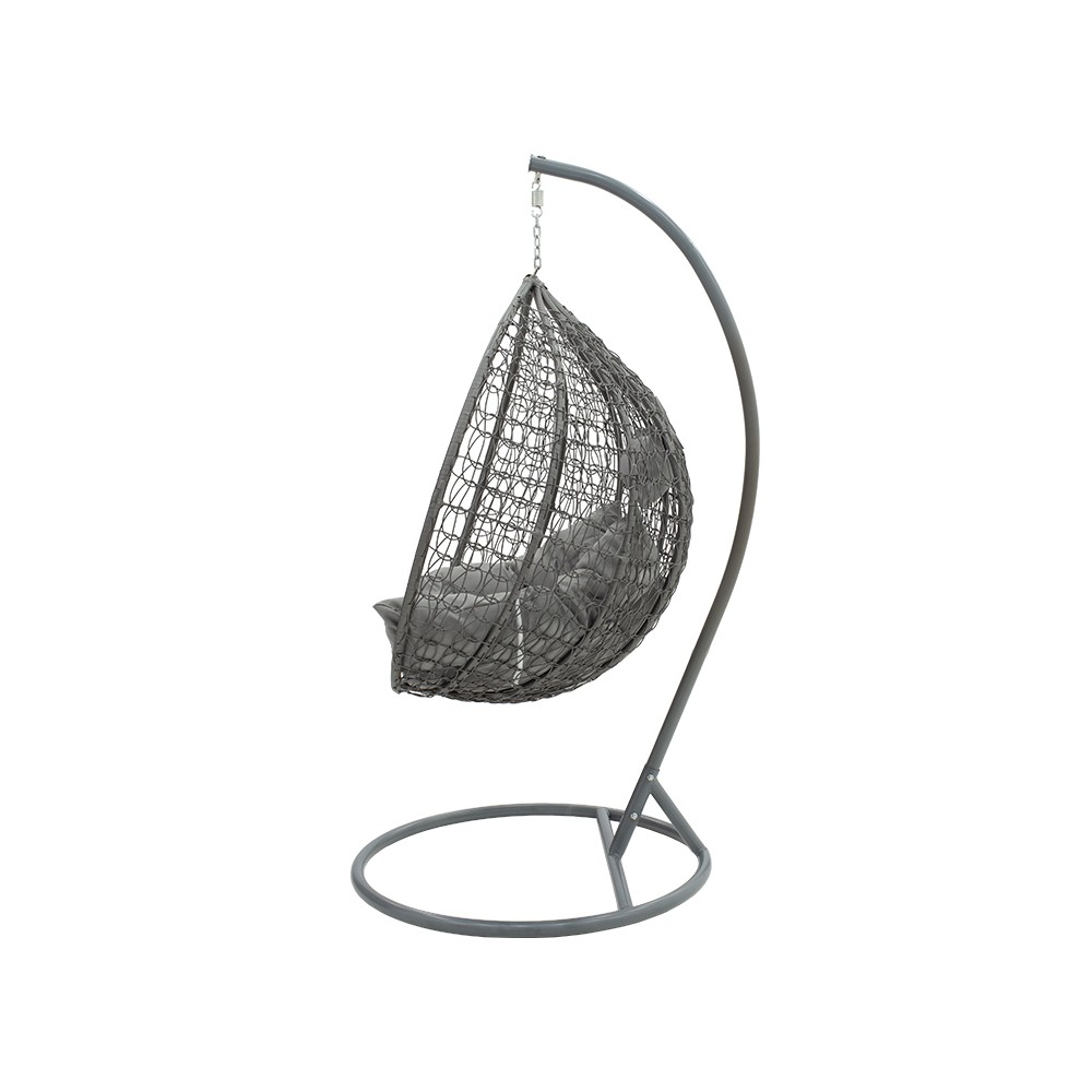 Fauteuil suspendu Balancelle  de jardin COLIBRI  en métal coussin de couleur grise 106x103x200 cm