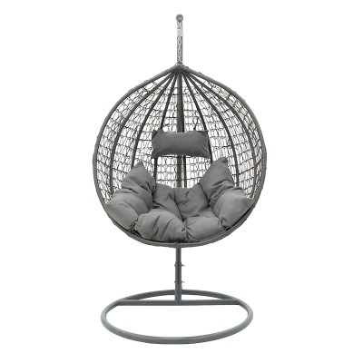 Fauteuil suspendu Balancelle  de jardin COLIBRI  en métal coussin de couleur grise 106x103x200 cm