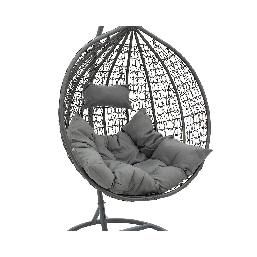 Fauteuil suspendu Balancelle  de jardin COLIBRI  en métal coussin de couleur grise 106x103x200 cm