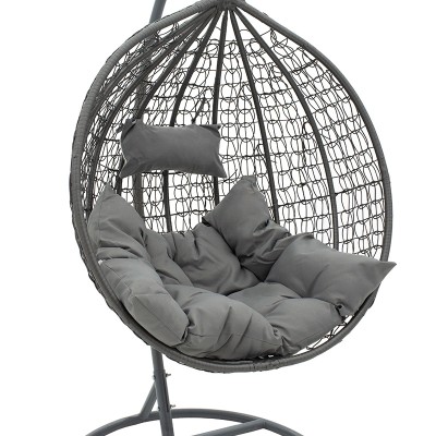 Fauteuil suspendu Balancelle  de jardin COLIBRI  en métal coussin de couleur grise 106x103x200 cm