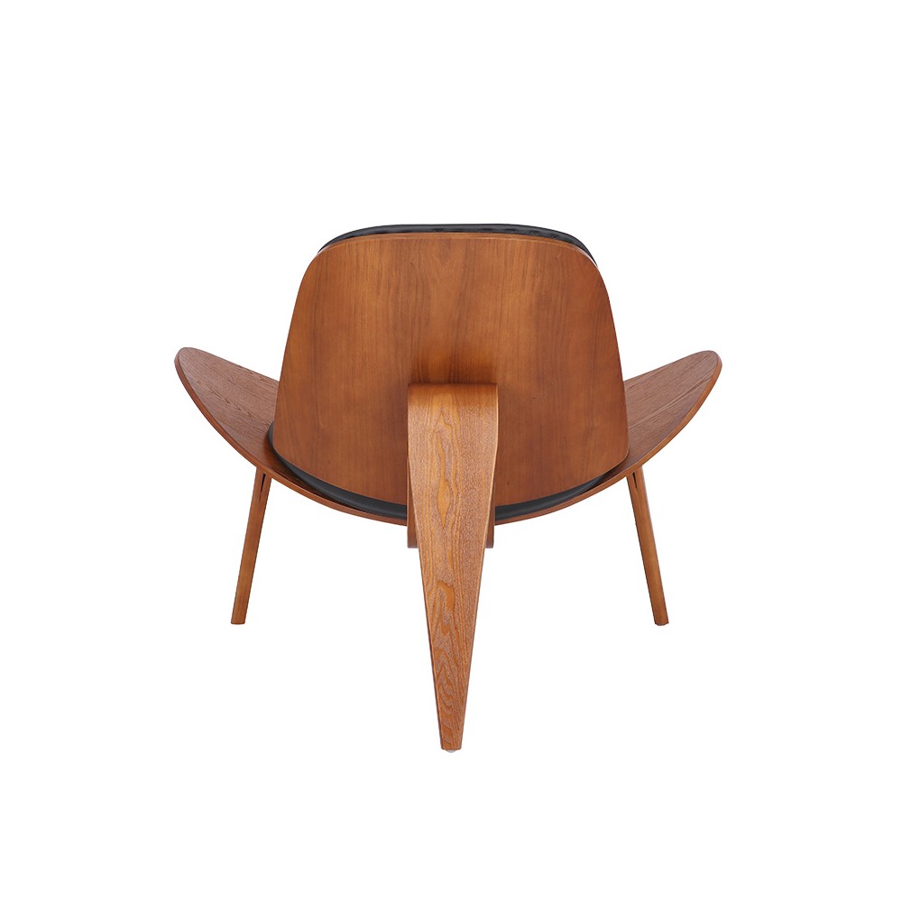 Fauteuil Vilma PU noir-contreplaqué de noyer 90x73x75cm