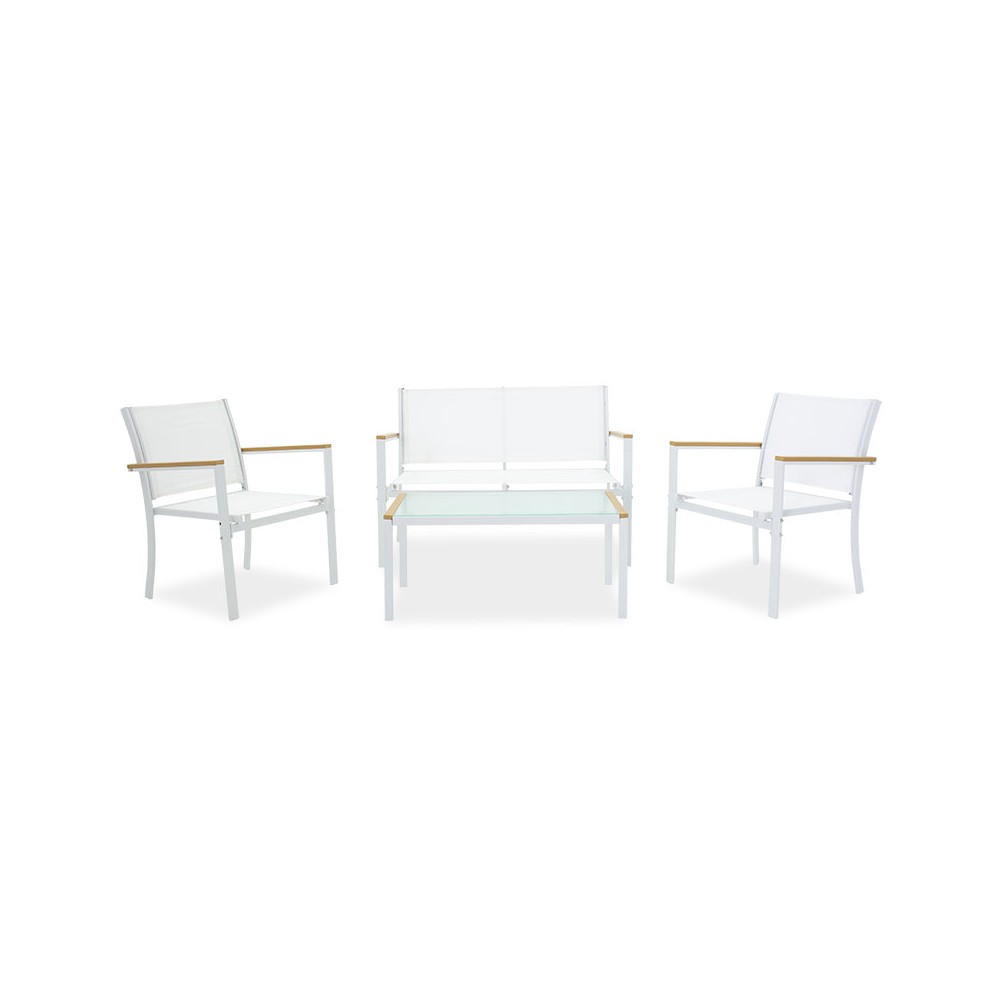 Lounge set 4pcs Jacie pakoworld metal-textilene white