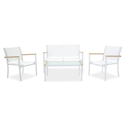 Lounge set 4pcs Jacie pakoworld metal-textilene white