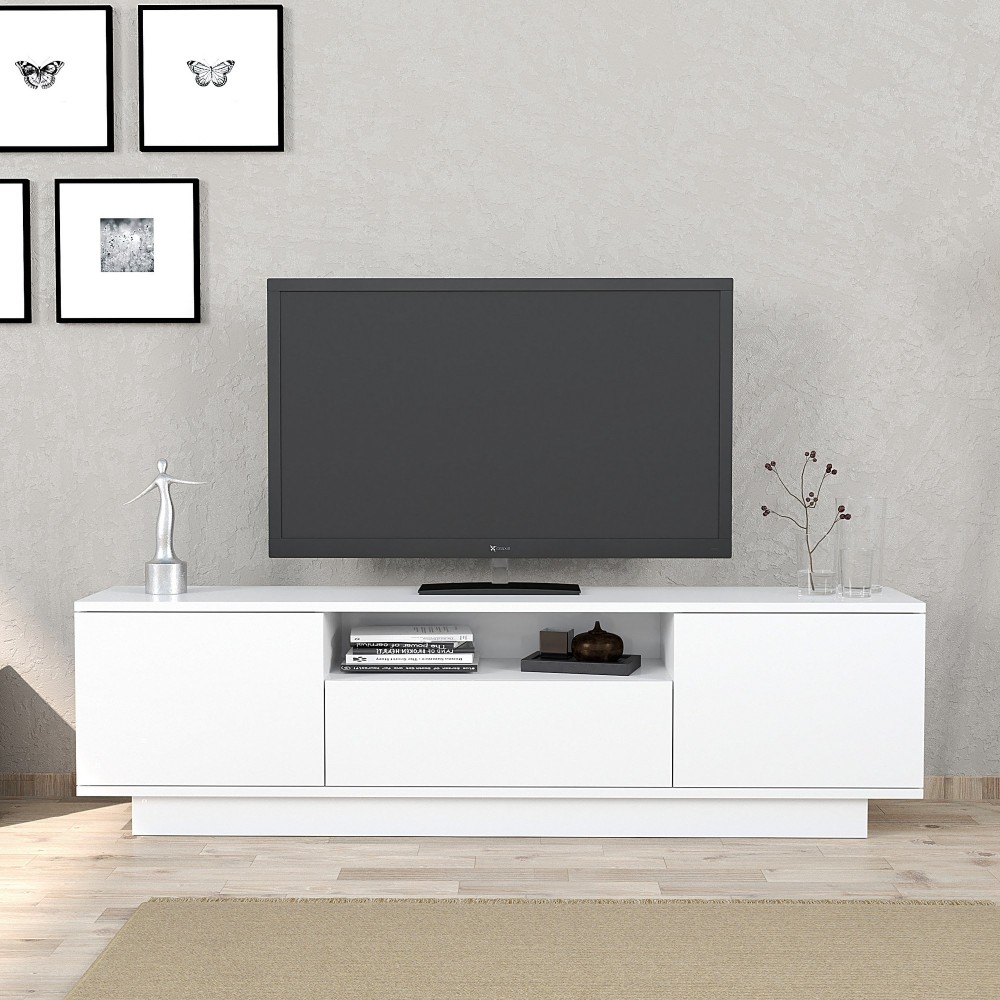 Meuble  TV Design Yuki, blanc, 160 cm x 30 cm x 45 cm