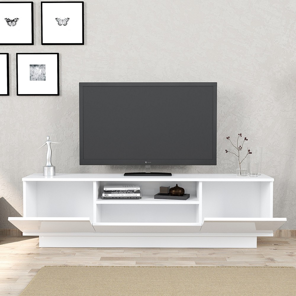 Meuble  TV Design Yuki, blanc, 160 cm x 30 cm x 45 cm