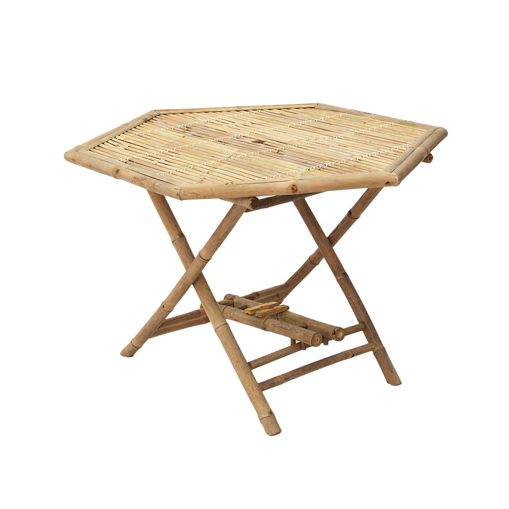 Table pliante en bambou Nando naturel 114x100x75cm