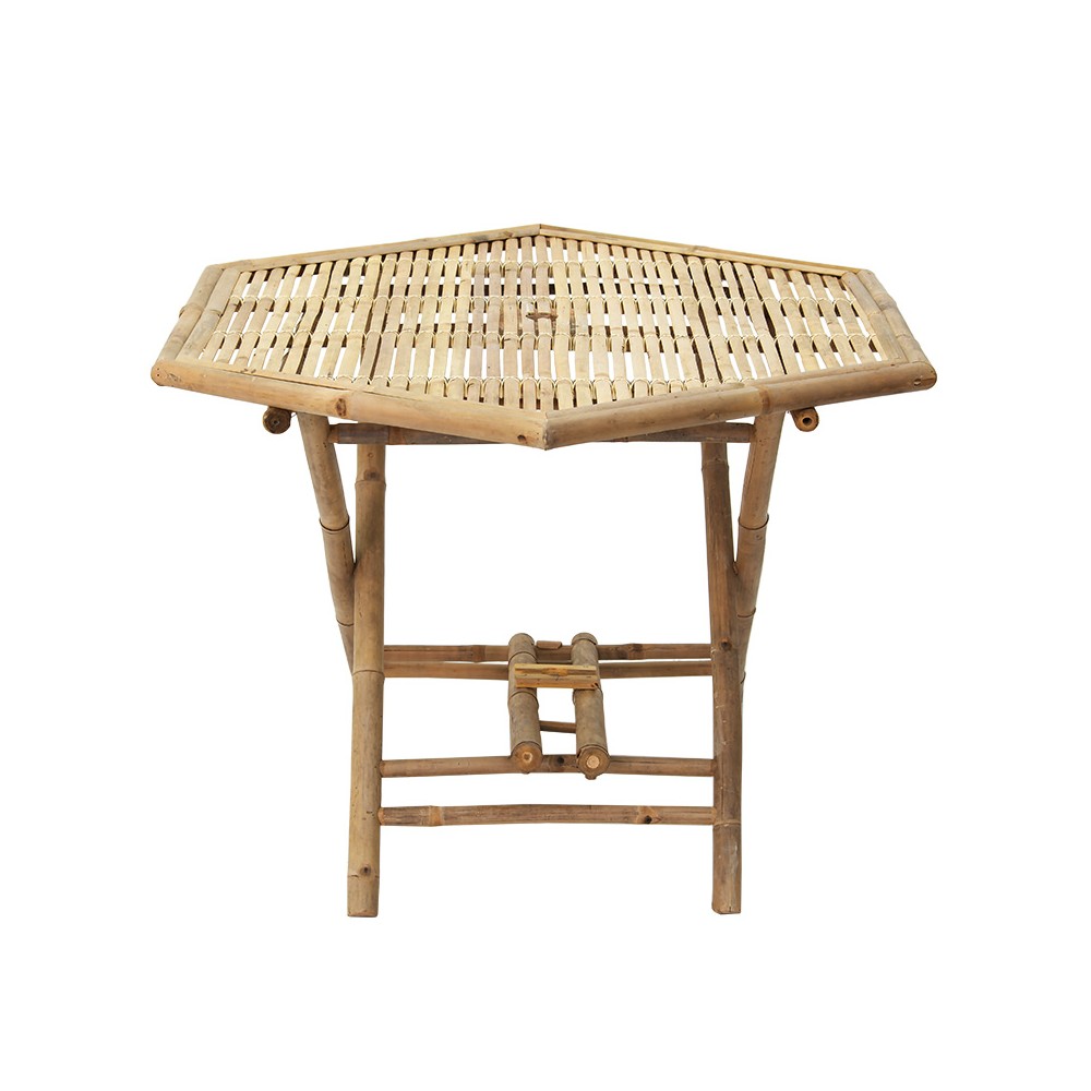 Table pliante en bambou Nando naturel 114x100x75cm