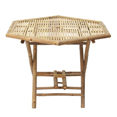 Table pliante en bambou Nando naturel 114x100x75cm