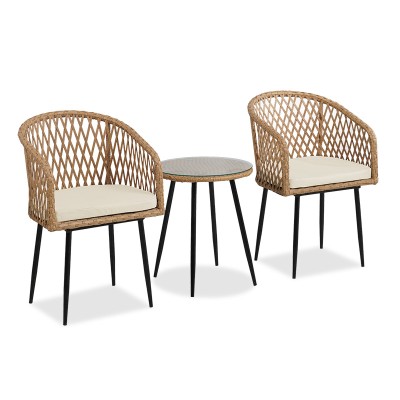 Salon de jardin 3 pcs Naoki pied métal noir