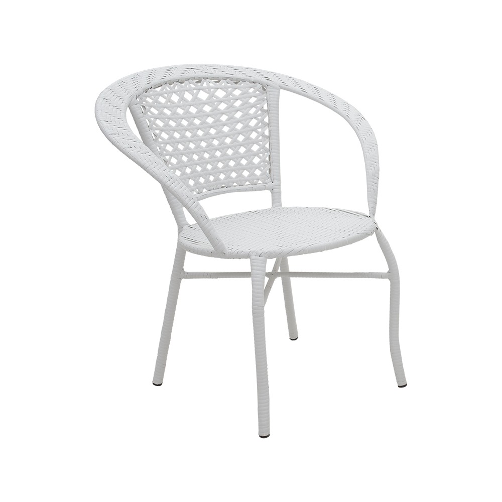 Salon de jardin Saylor 3pcs rotin  Pied en métal blanc