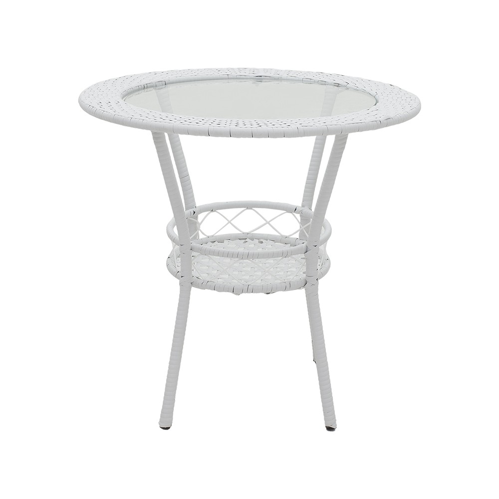 Salon de jardin Saylor 3pcs rotin  Pied en métal blanc