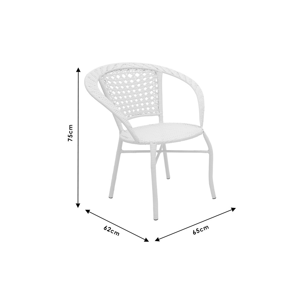 Salon de jardin Saylor 3pcs rotin  Pied en métal blanc